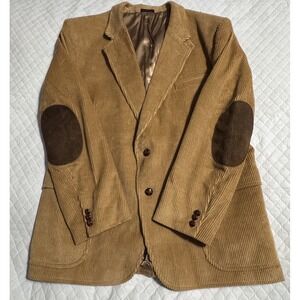 Traditionalist 46R Brown Corduroy Jacket Single Tan Blazer Vtg Elbow Patches